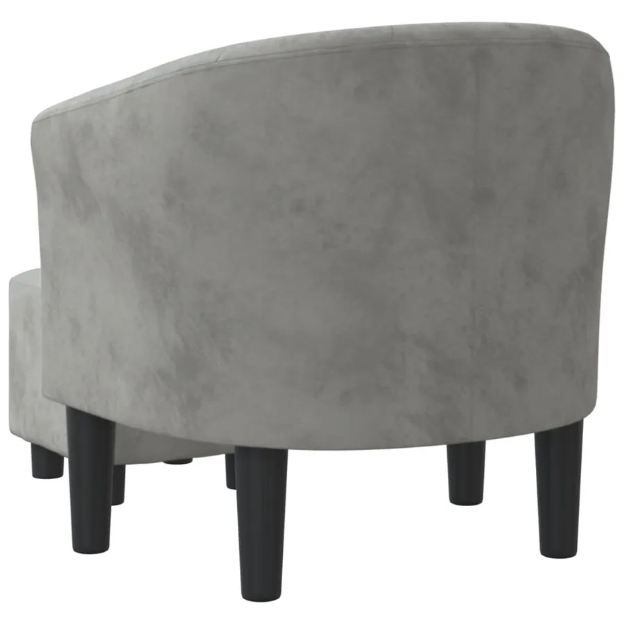 Fauteuil avec repose-pied gris clair velours - 5