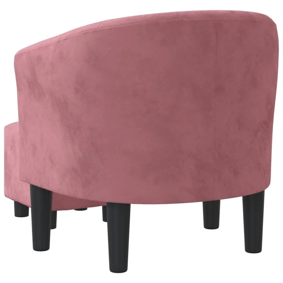 Fauteuil avec repose-pied rose velours - 5