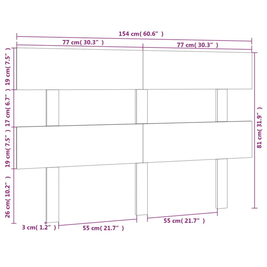 Tête de lit 154x3x81 cm Bois massif de pin - 6