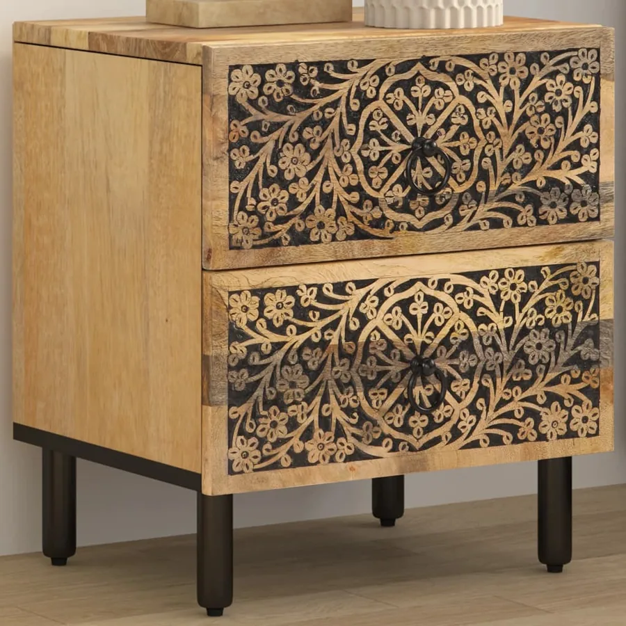 Table de chevet 40x33x46 cm Bois de manguier solide