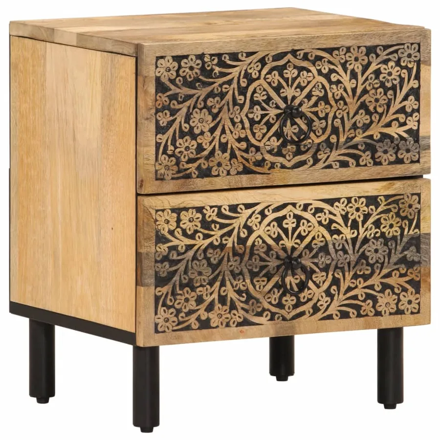 Table de chevet 40x33x46 cm Bois de manguier solide - 2