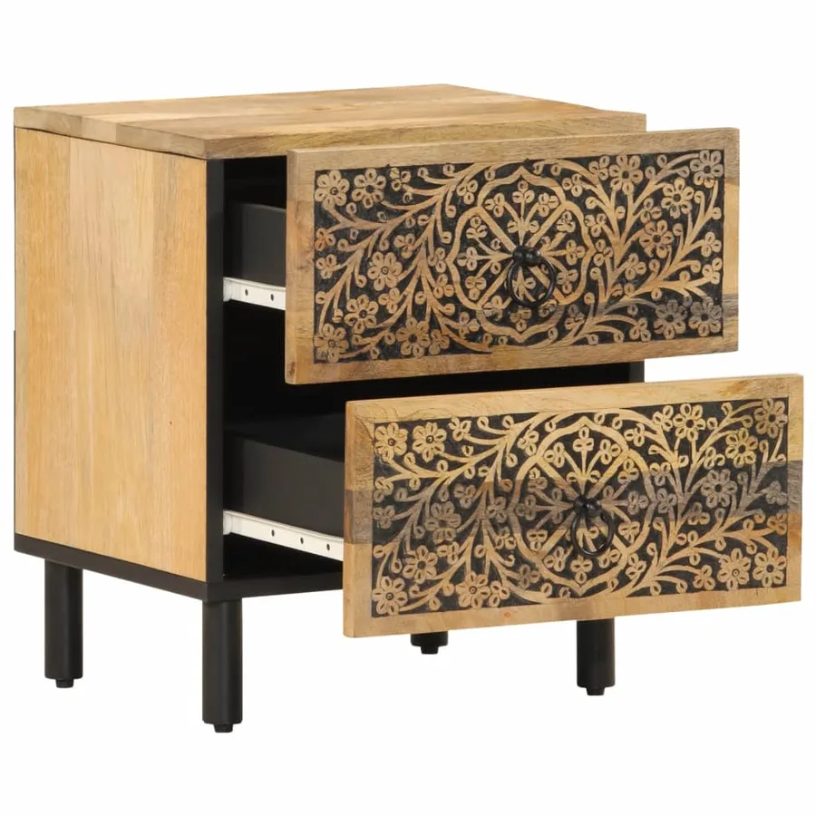 Table de chevet 40x33x46 cm Bois de manguier solide - 4