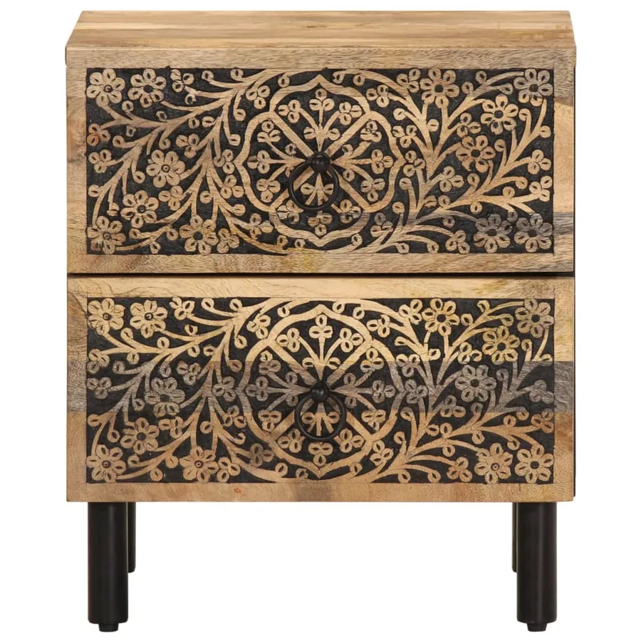Table de chevet 40x33x46 cm Bois de manguier solide - 5