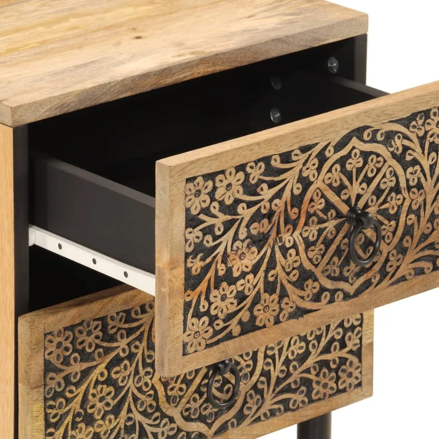 Table de chevet 40x33x46 cm Bois de manguier solide - 9