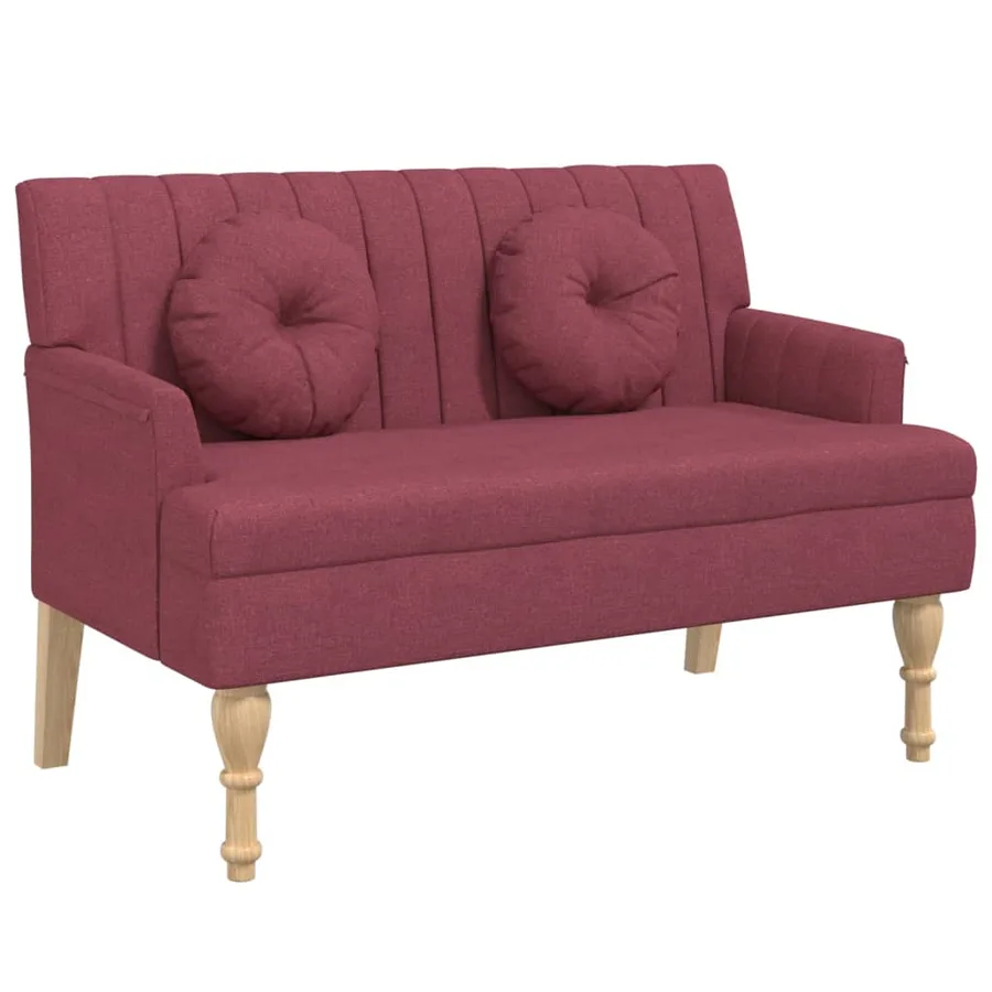 Banc avec coussins rouge bordeaux 113x64,5x75,5 cm tissu - 2