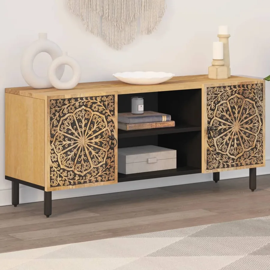 Meuble TV 105x33x46 cm Bois massif de manguier