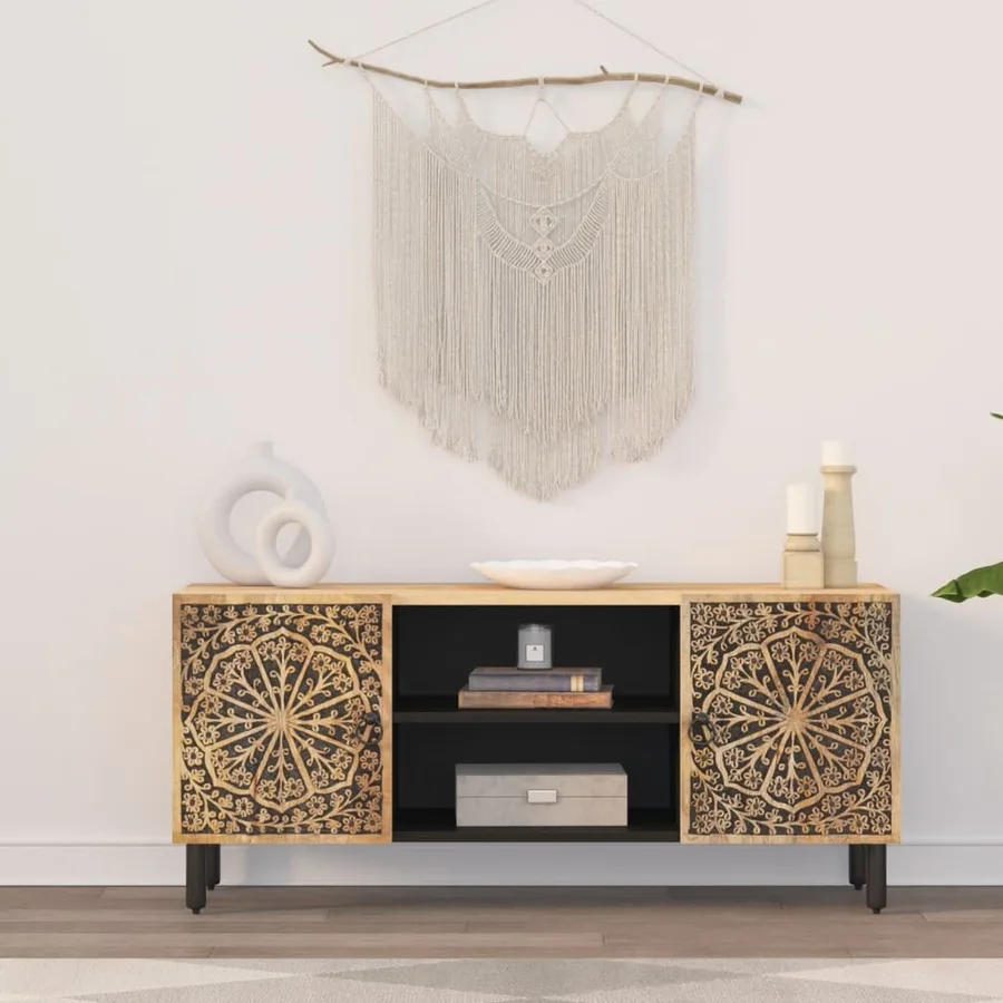 Meuble TV 105x33x46 cm Bois massif de manguier - 3