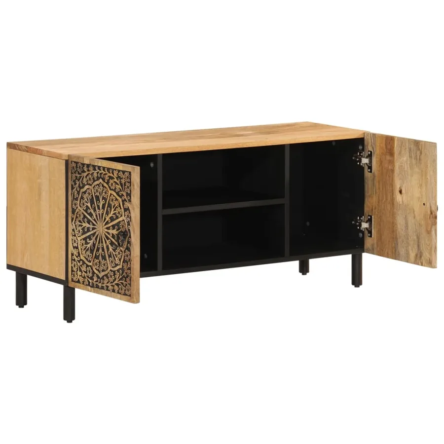 Meuble TV 105x33x46 cm Bois massif de manguier - 4