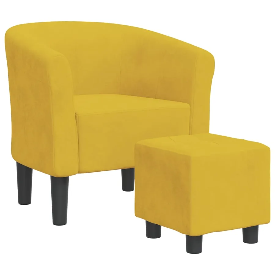 Chaise cabriolet avec repose-pied jaune velours - 2