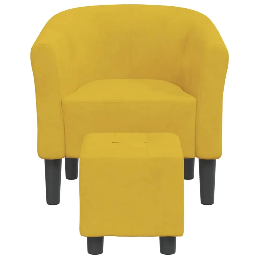Chaise cabriolet avec repose-pied jaune velours - 3