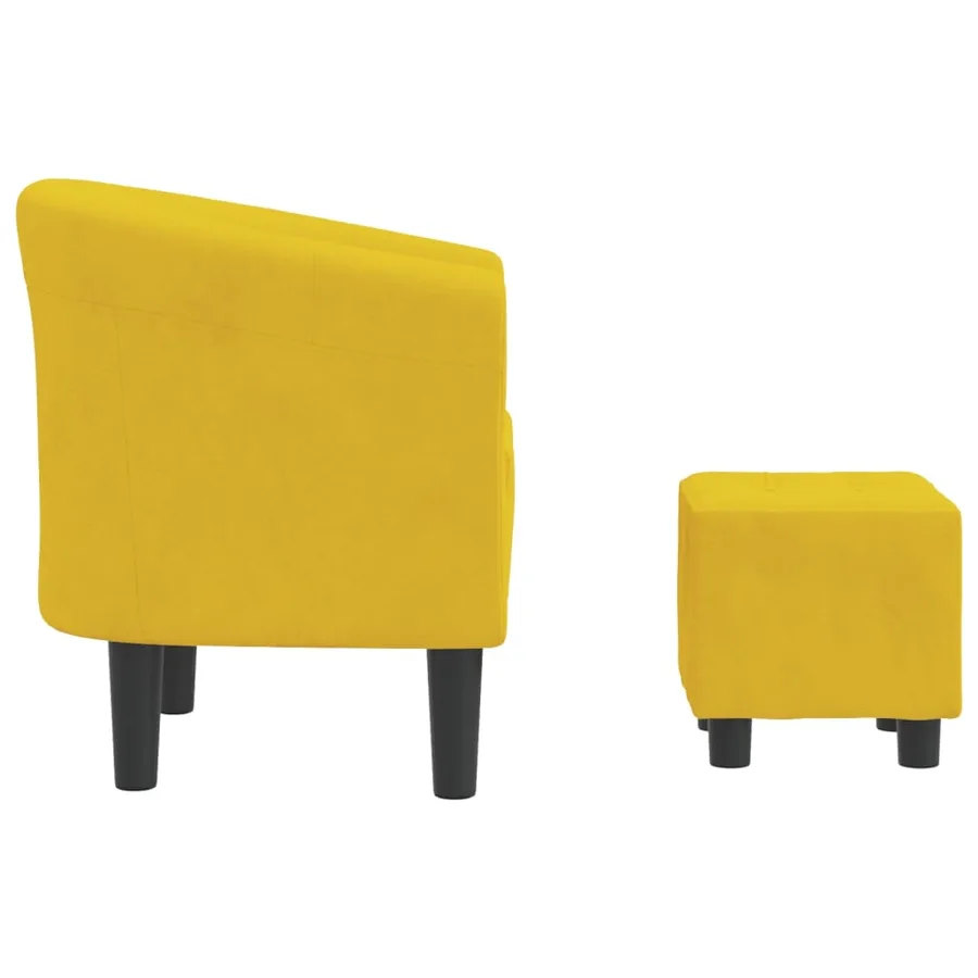 Chaise cabriolet avec repose-pied jaune velours - 4