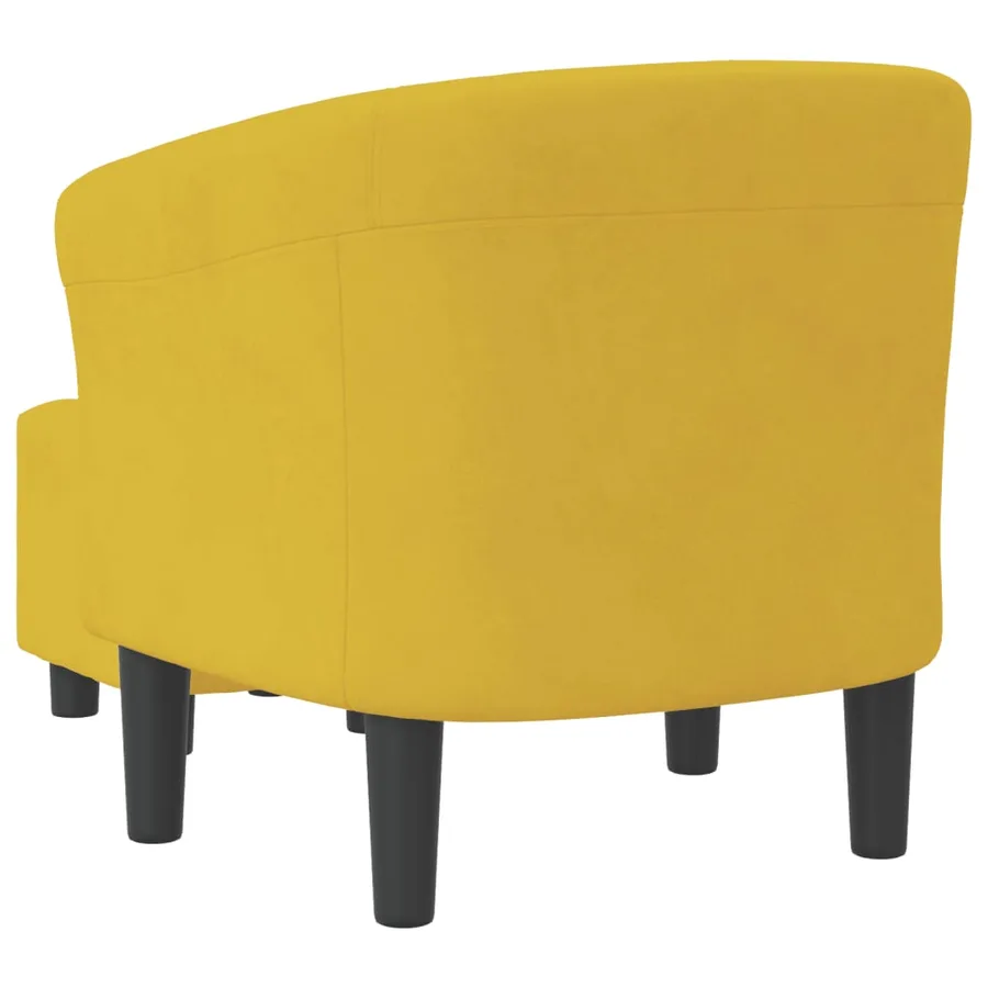 Chaise cabriolet avec repose-pied jaune velours - 5