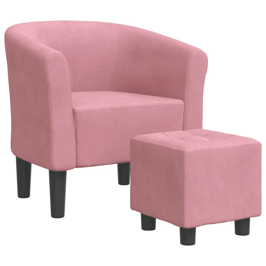 Chaise cabriolet avec repose-pied rose velours - 2
