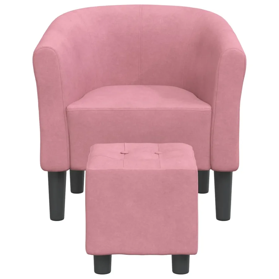 Chaise cabriolet avec repose-pied rose velours - 3
