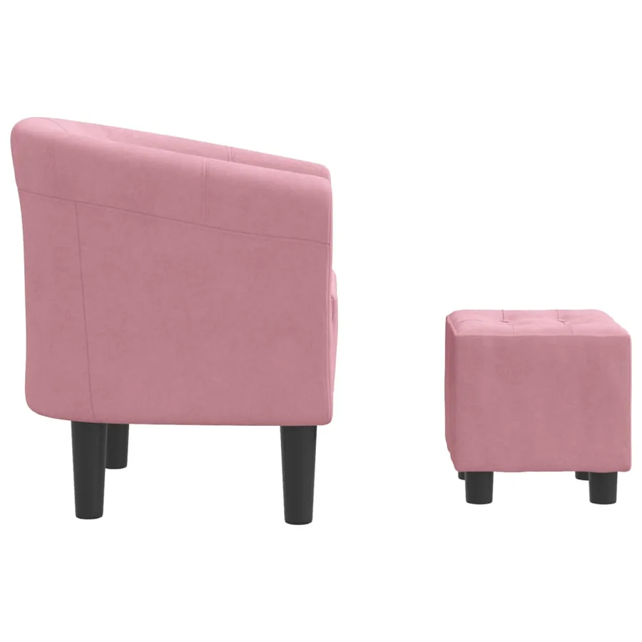 Chaise cabriolet avec repose-pied rose velours - 4