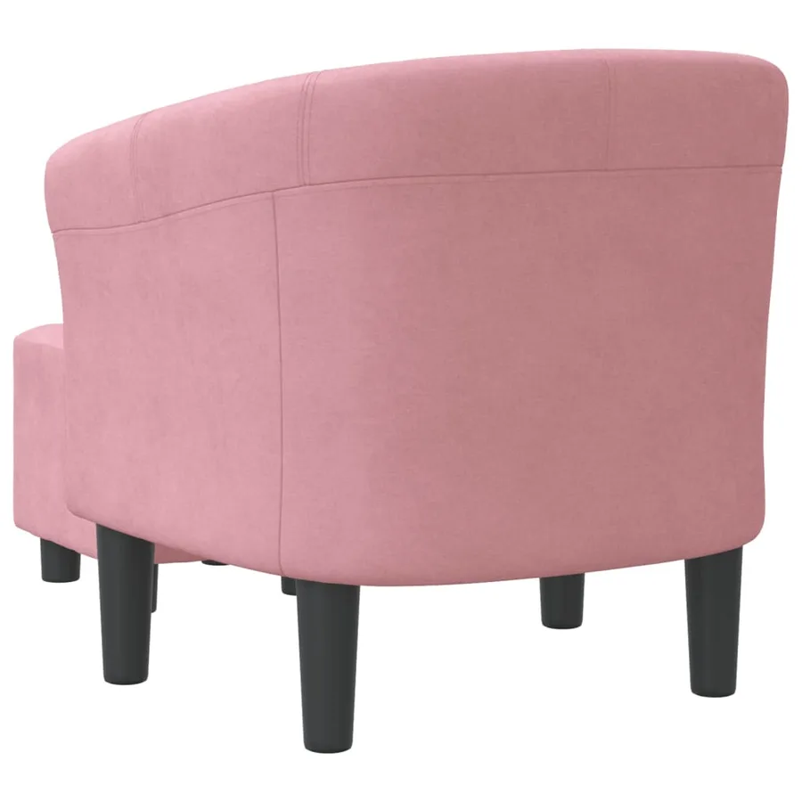 Chaise cabriolet avec repose-pied rose velours - 5