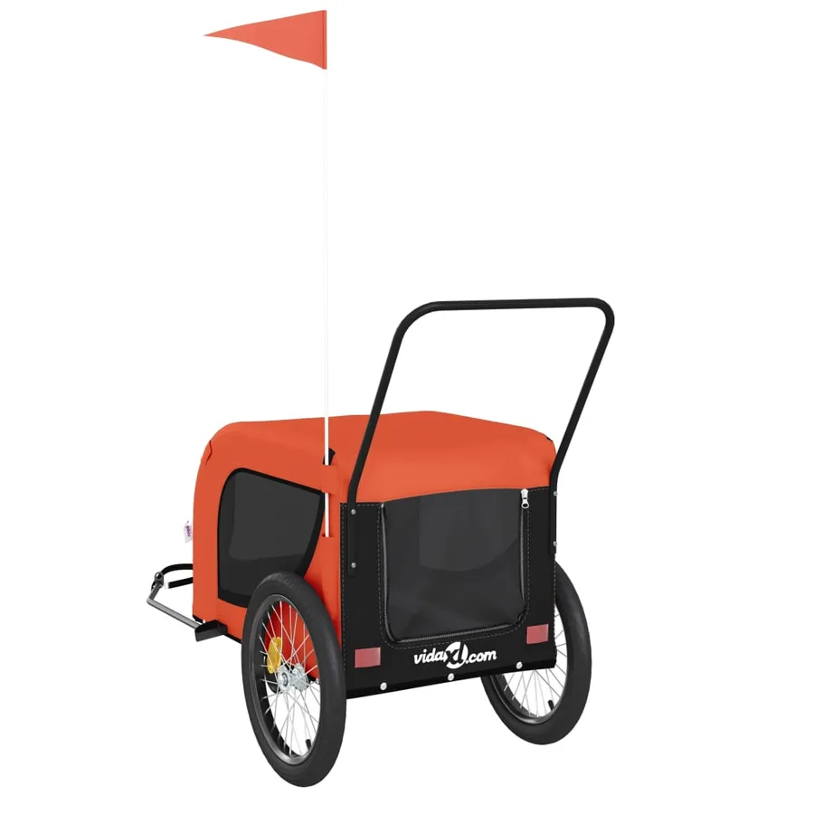 Remorque de vélo pour animaux de compagnie orange et noir - 7
