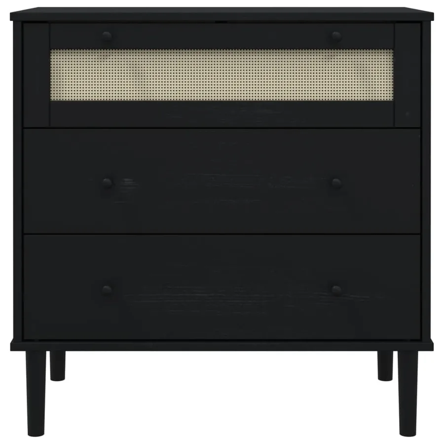 Commode SENJA aspect de rotin noir bois de pin solide - 5