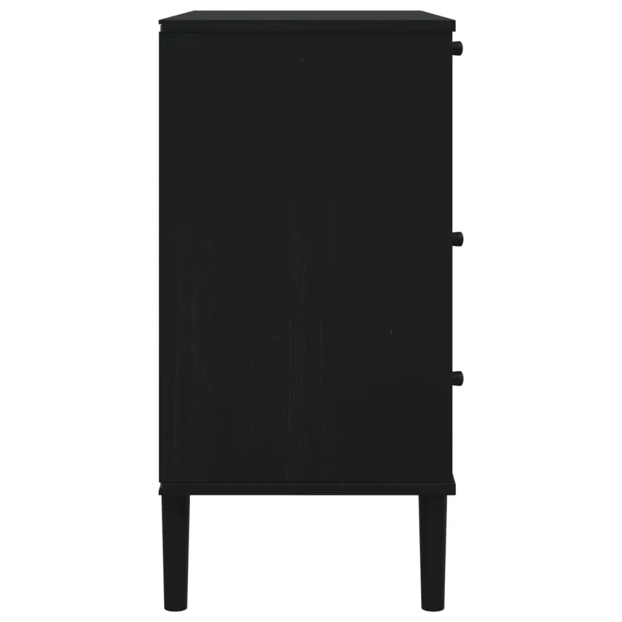 Commode SENJA aspect de rotin noir bois de pin solide - 7