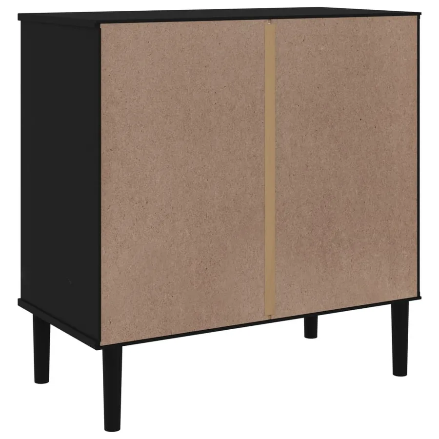 Commode SENJA aspect de rotin noir bois de pin solide - 8