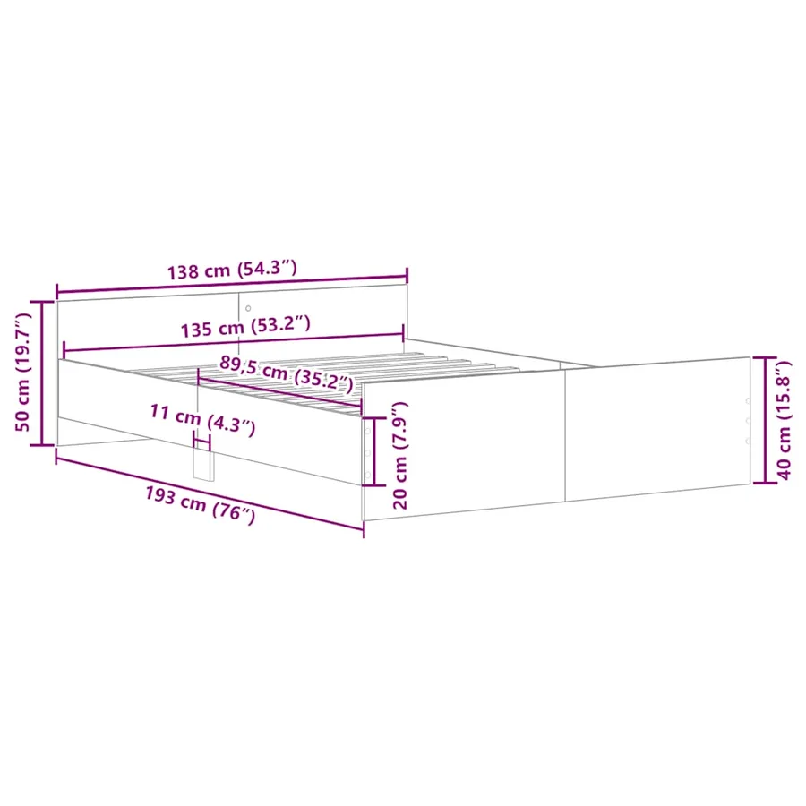 Cadre de lit sans matelas blanc 135x190 cm - 10