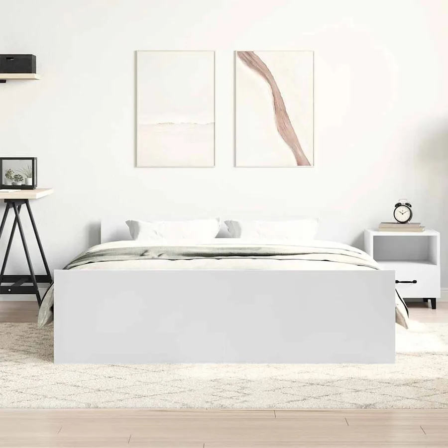 Cadre de lit sans matelas blanc 135x190 cm - 3
