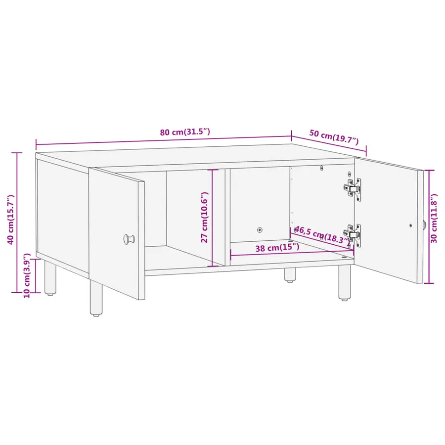 Table basse 80x50x40 cm bois de manguier massif - 10