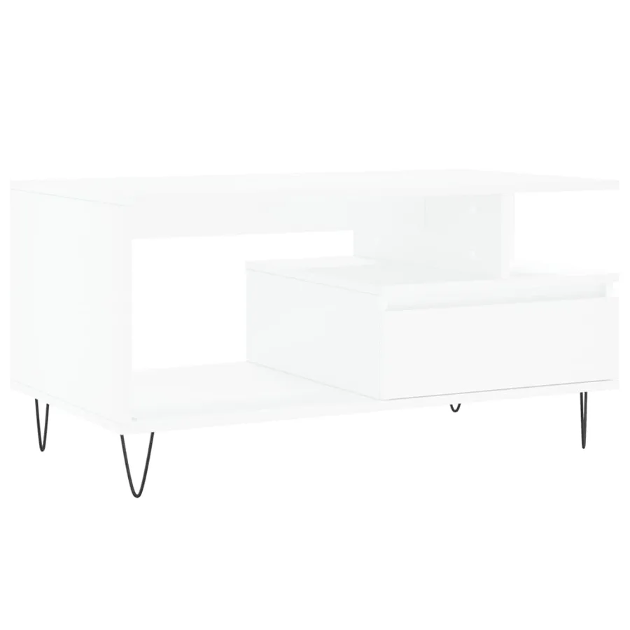 Table basse Blanc 90x49x45 cm Bois d'ingénierie - 2
