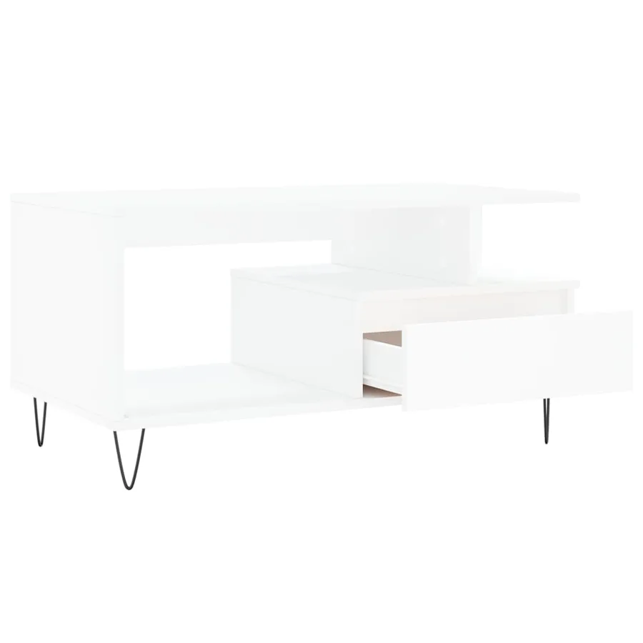 Table basse Blanc 90x49x45 cm Bois d'ingénierie - 6