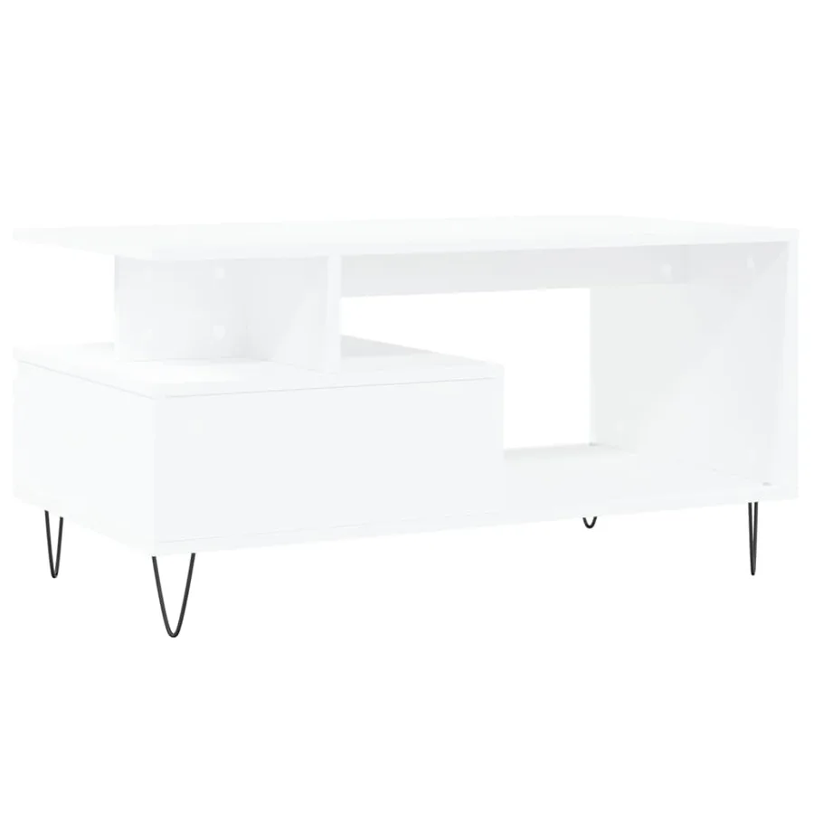 Table basse Blanc 90x49x45 cm Bois d'ingénierie - 8
