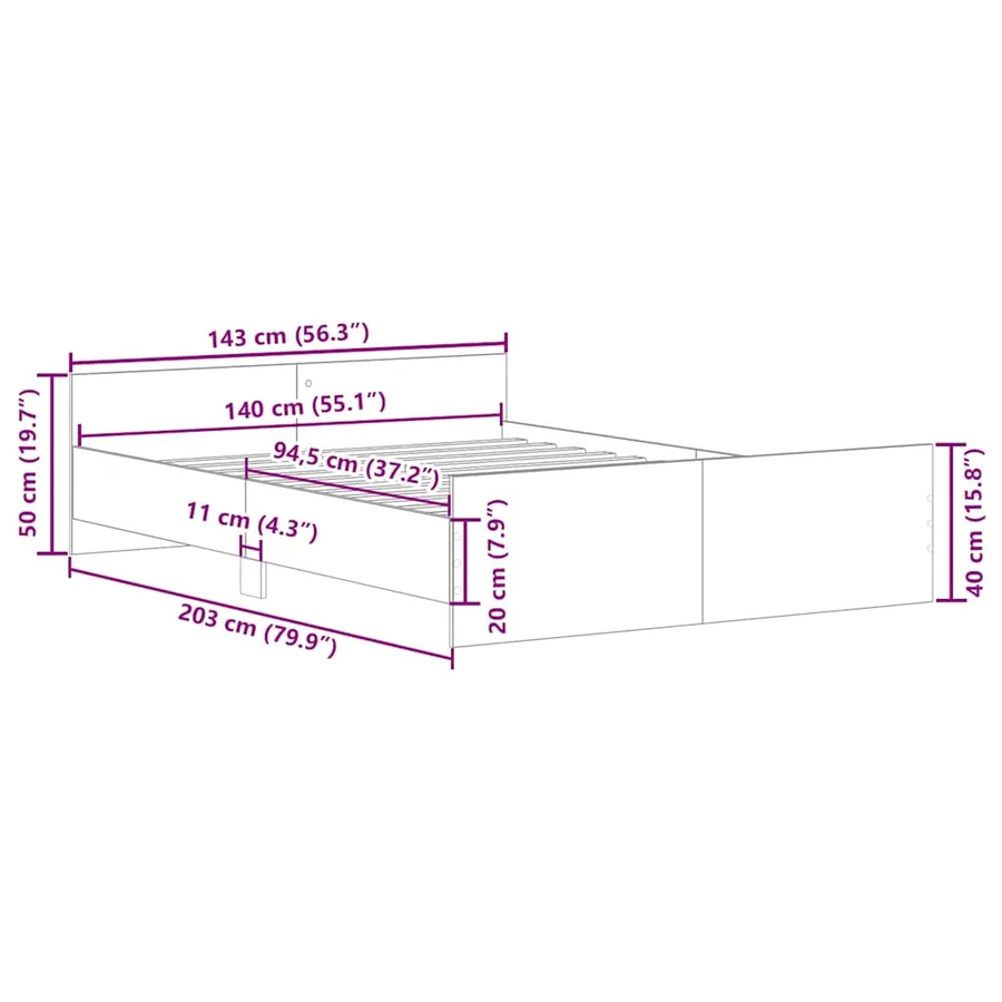 Cadre de lit sans matelas chêne sonoma 140x200 cm - 10