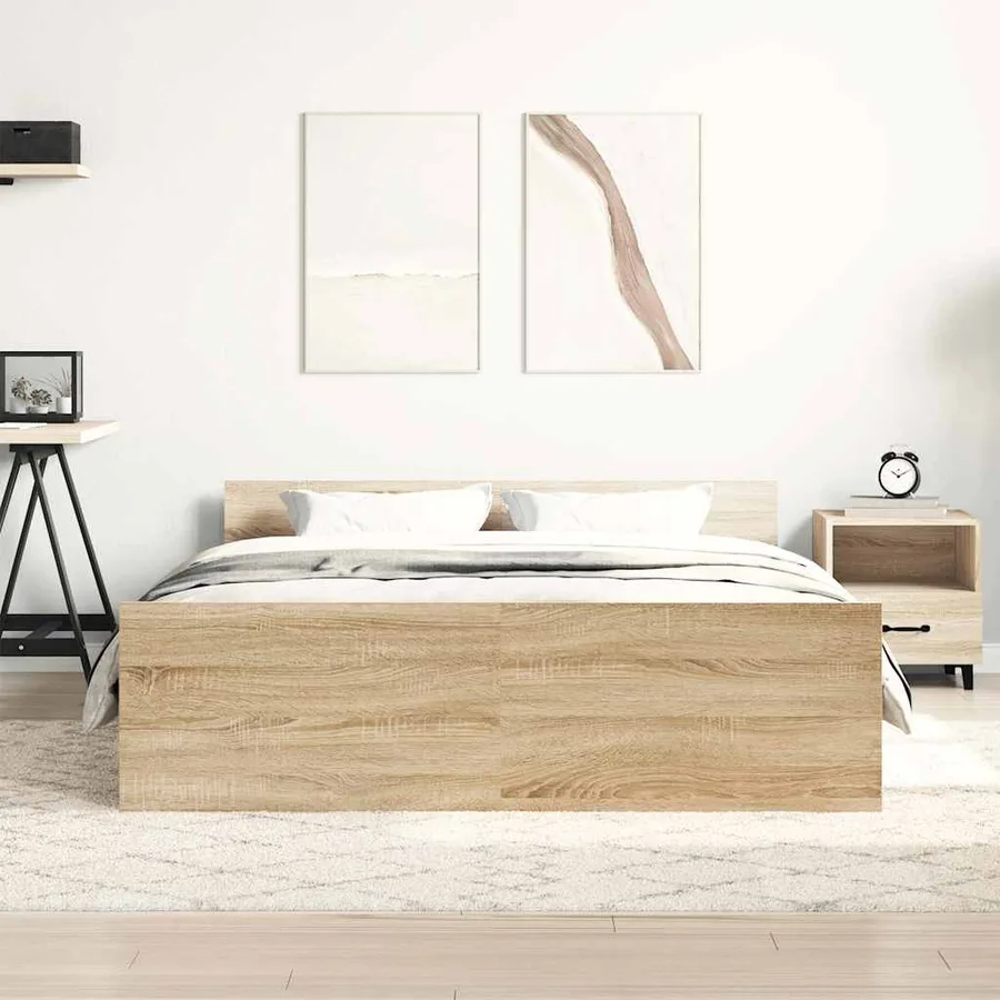 Cadre de lit sans matelas chêne sonoma 140x200 cm - 3