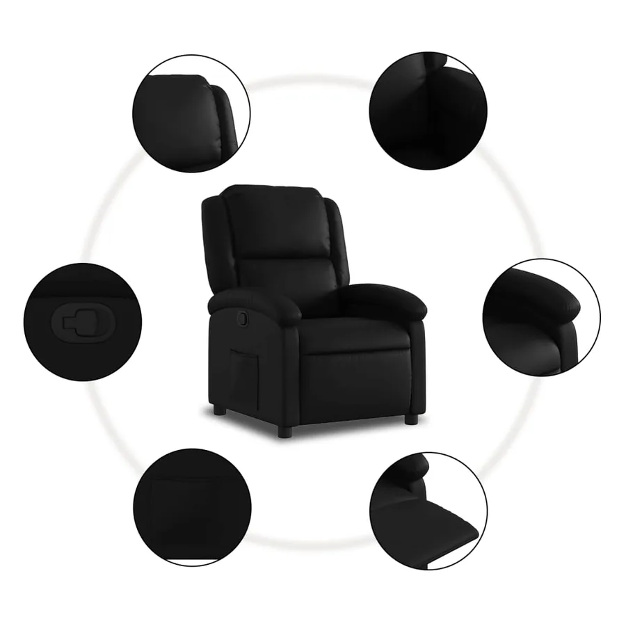 Fauteuil inclinable noir similicuir - 5