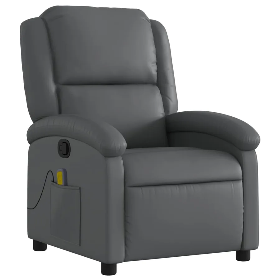 Fauteuil de massage inclinable en similicuir gris - 3