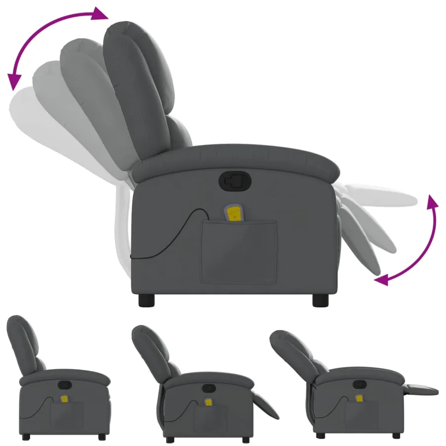 Fauteuil de massage inclinable en similicuir gris - 5