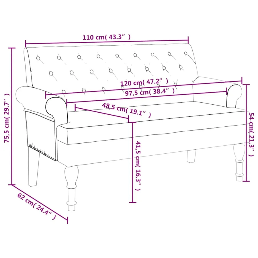 Banc avec dossier 120x62x75,5 cm lin - 8