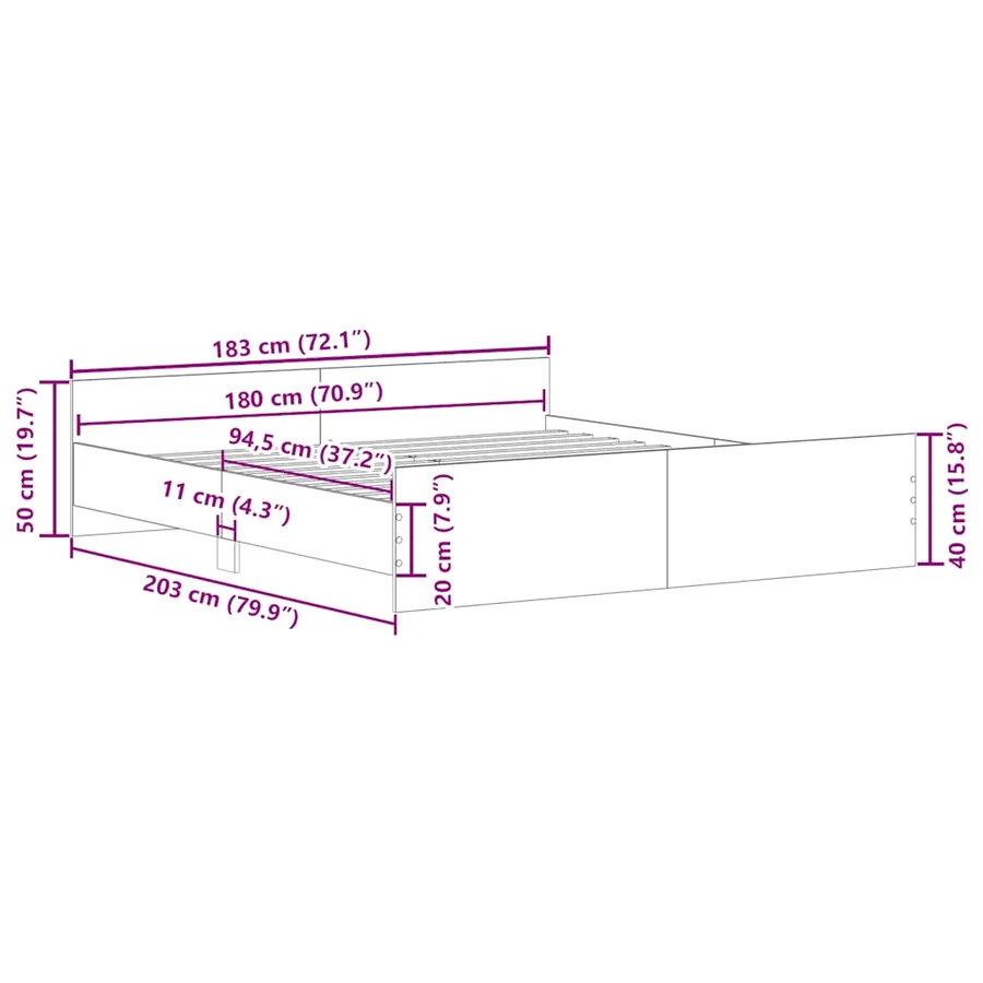 Cadre de lit sans matelas blanc 180x200 cm - 10