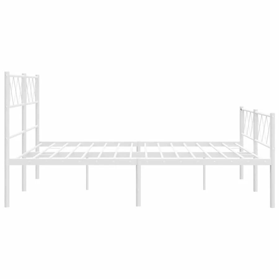 Cadre de lit métal sans matelas et pied de lit blanc 135x190 cm - 7
