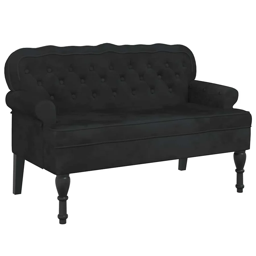 Banc avec dossier Noir 119,5x64,5x75 cm Velours - 2