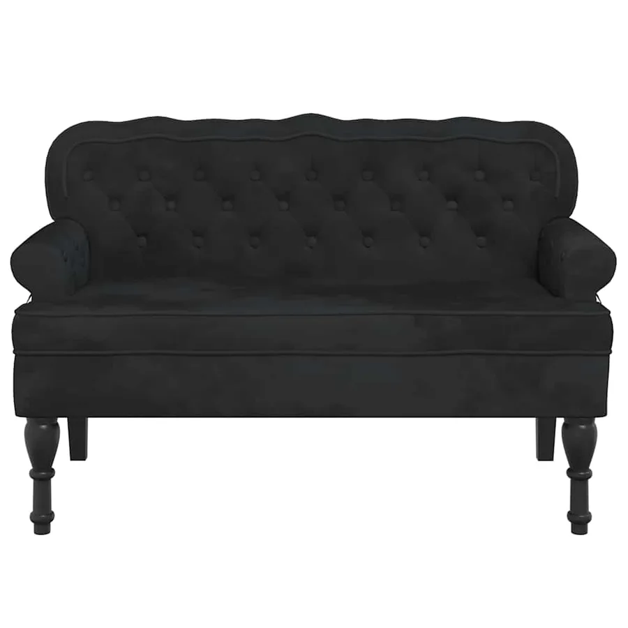 Banc avec dossier Noir 119,5x64,5x75 cm Velours - 4