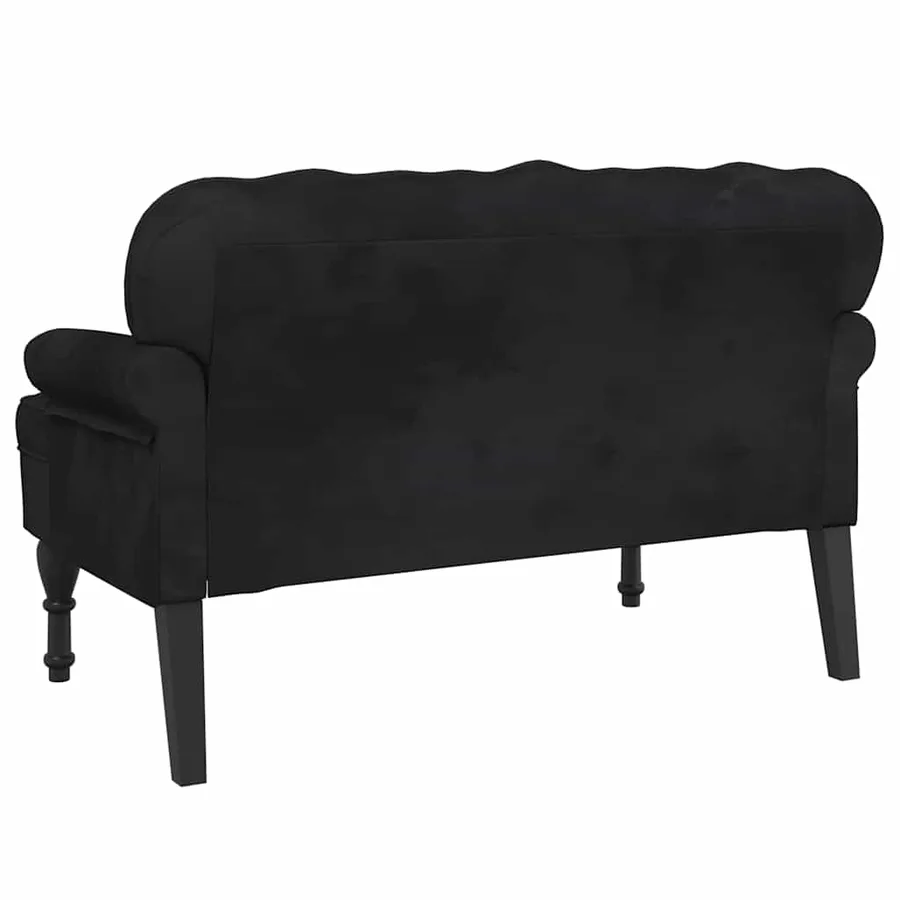 Banc avec dossier Noir 119,5x64,5x75 cm Velours - 6