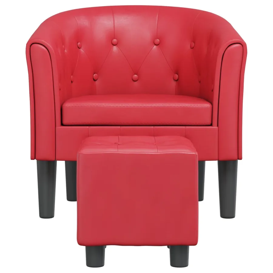 Chaise cabriolet avec repose-pied rouge similicuir - 3