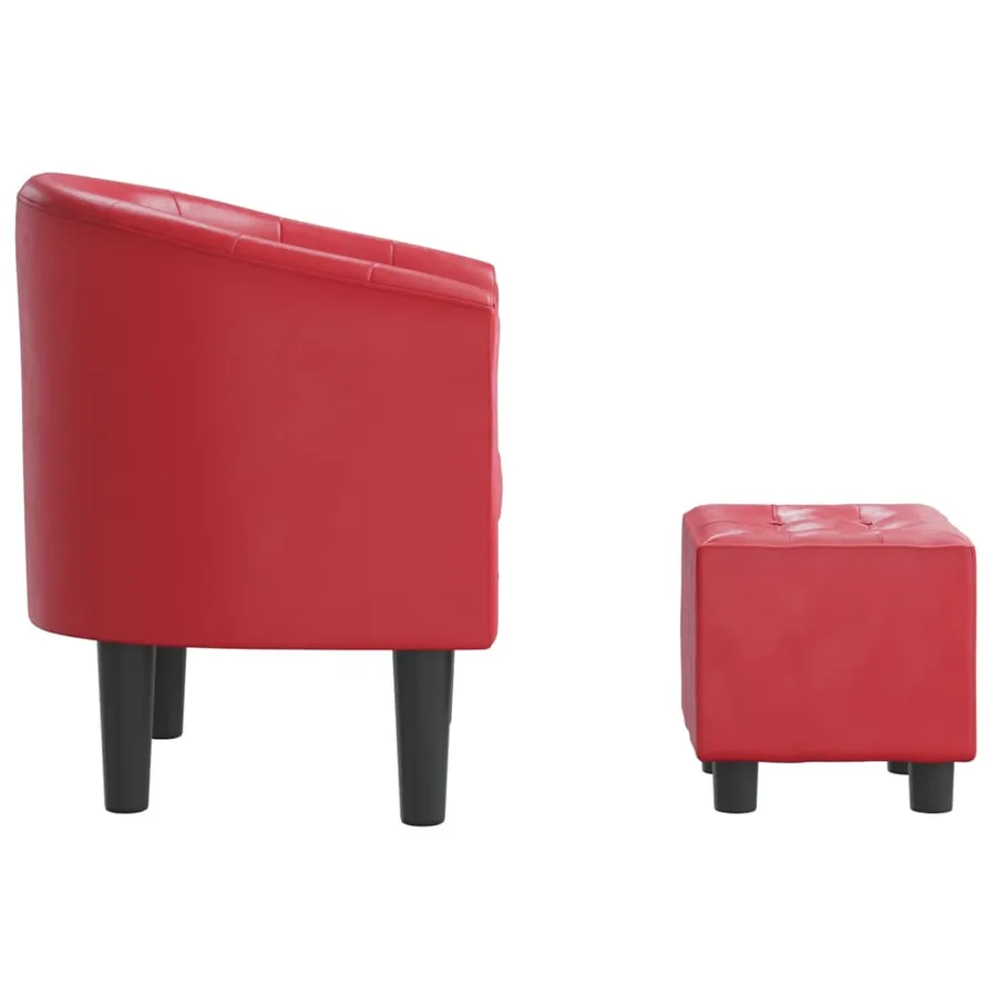 Chaise cabriolet avec repose-pied rouge similicuir - 4