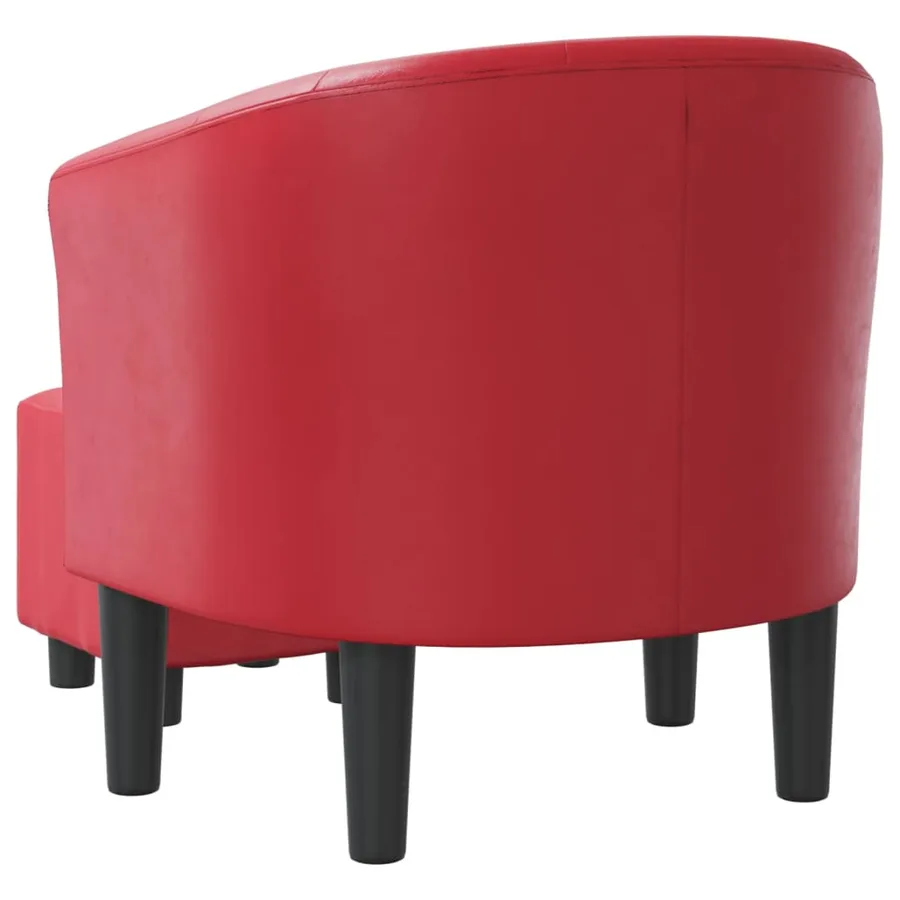 Chaise cabriolet avec repose-pied rouge similicuir - 5
