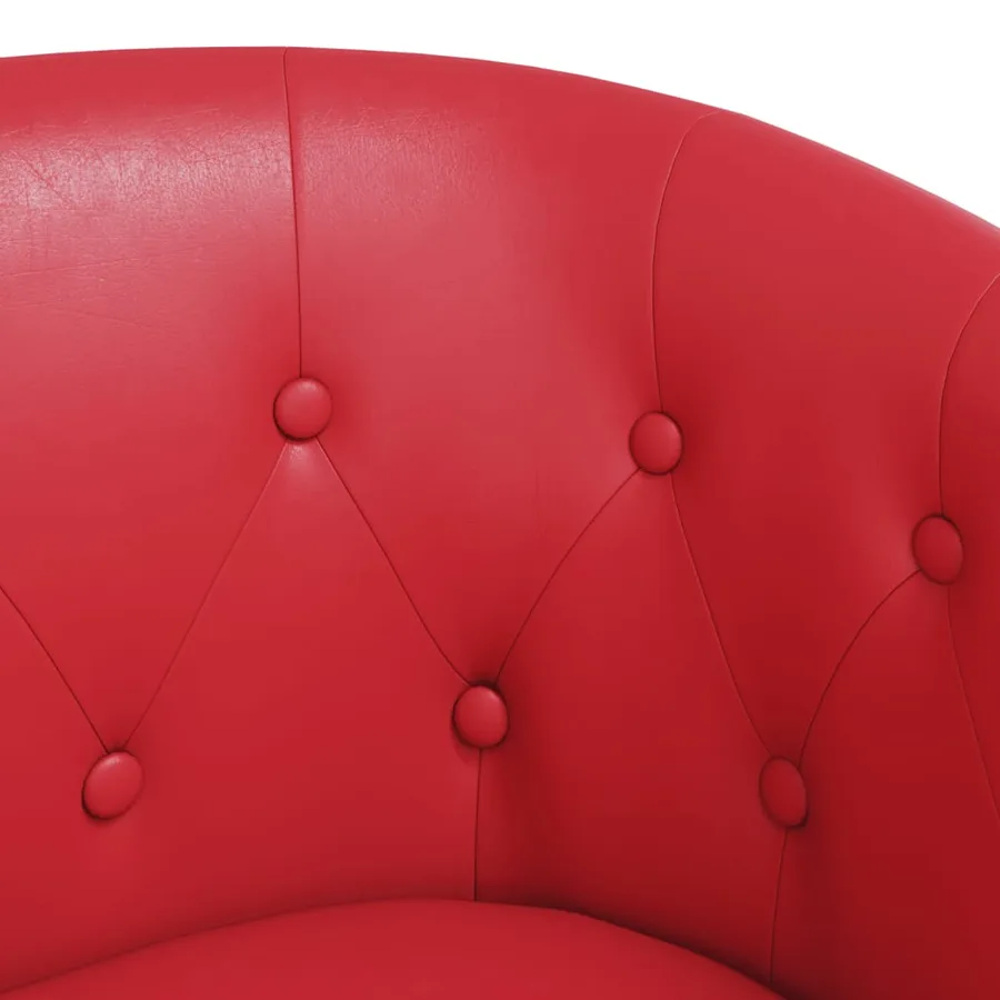 Chaise cabriolet avec repose-pied rouge similicuir - 6