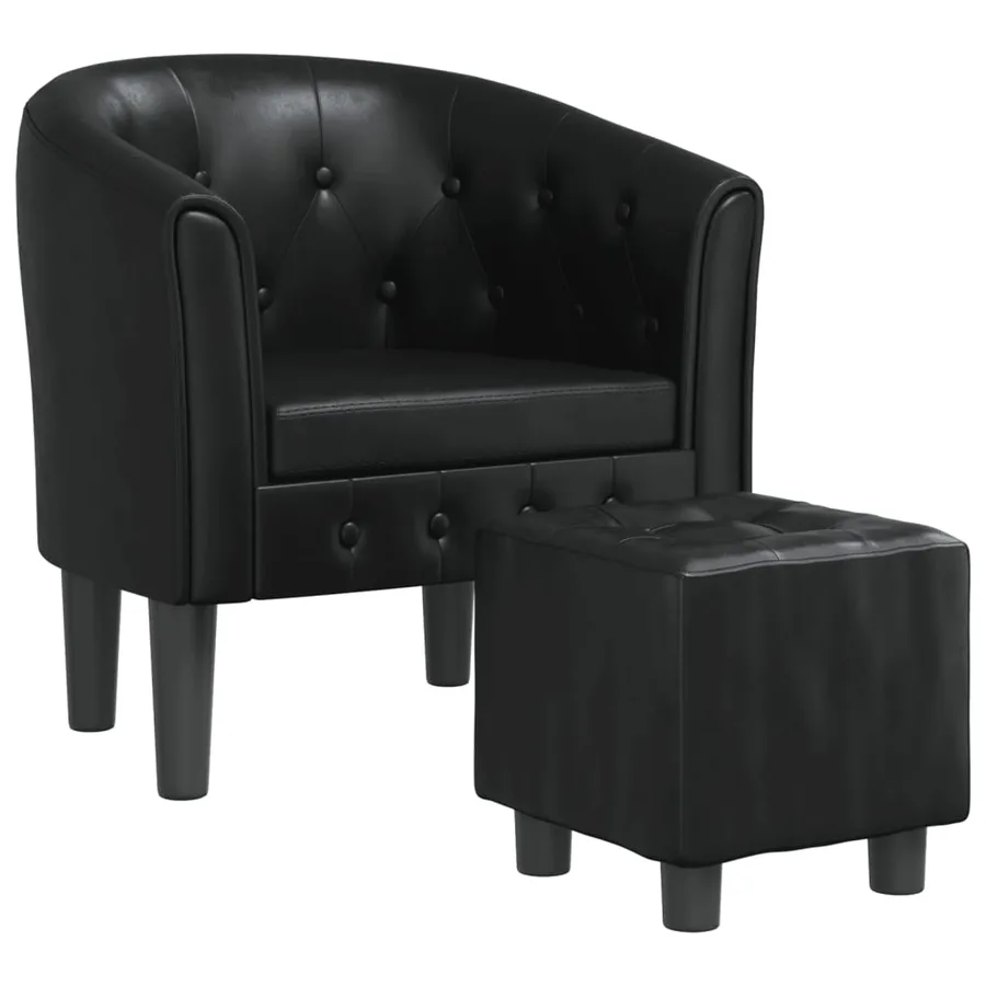 Chaise cabriolet avec repose-pied noir similicuir - 2