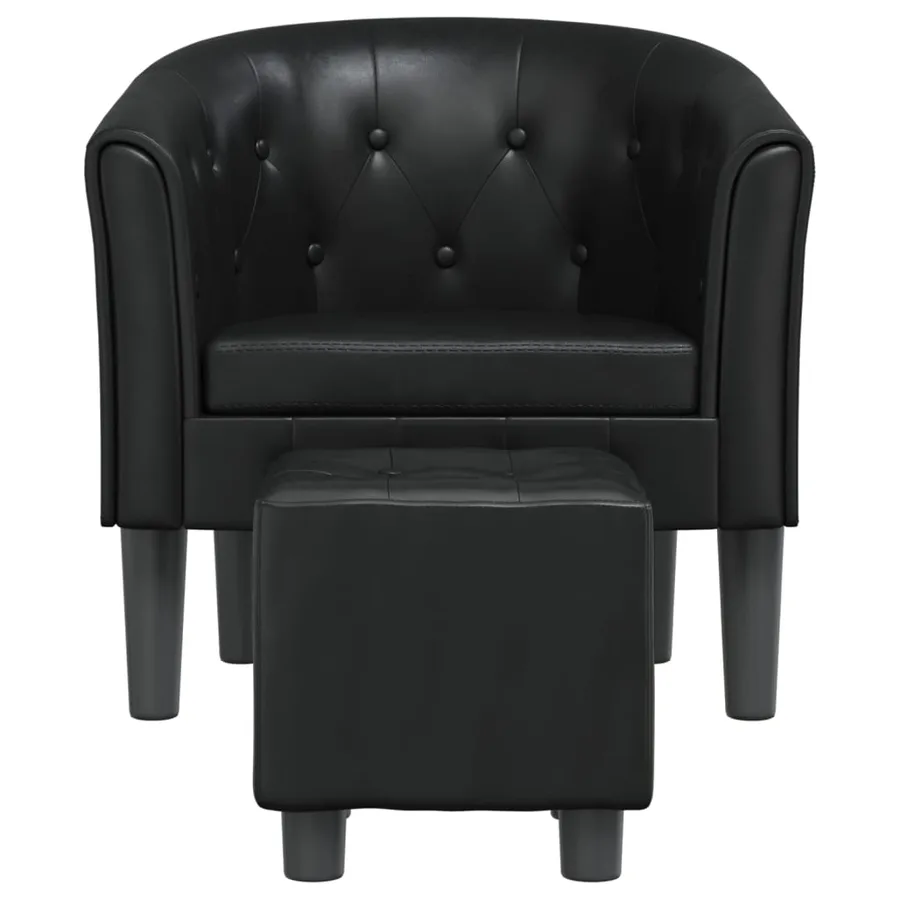 Chaise cabriolet avec repose-pied noir similicuir - 3