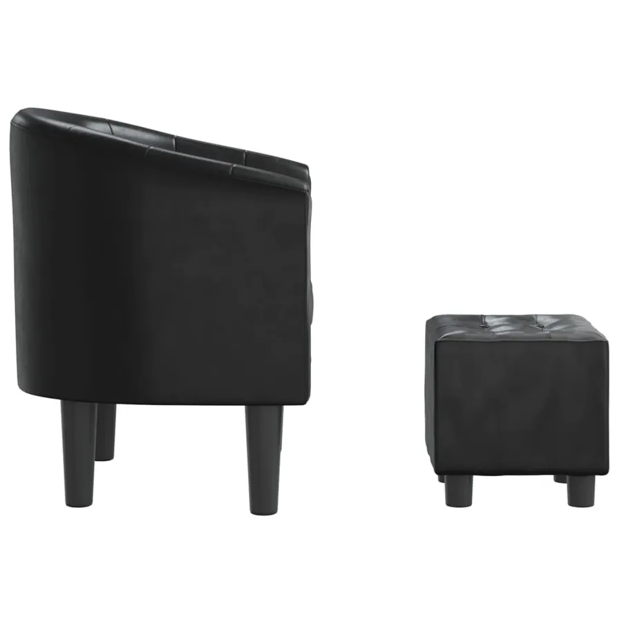 Chaise cabriolet avec repose-pied noir similicuir - 4