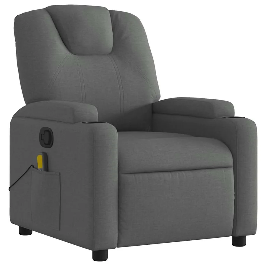 Fauteuil inclinable de massage gris foncé tissu - 3