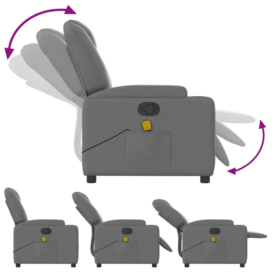Fauteuil inclinable de massage gris foncé tissu - 5